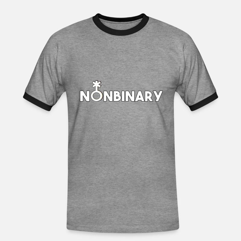Non-binary non-binary non-binary gender symbol - Men's Ringer Shirt - heather grey/black