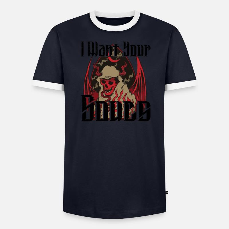 Satan Beelzebub Devil Gothic Pentagram Mystical Men's Ringer Shirt