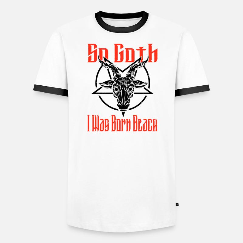 Satan Beelzebub Devil Gothic Pentagram Mystical Men's Ringer Shirt