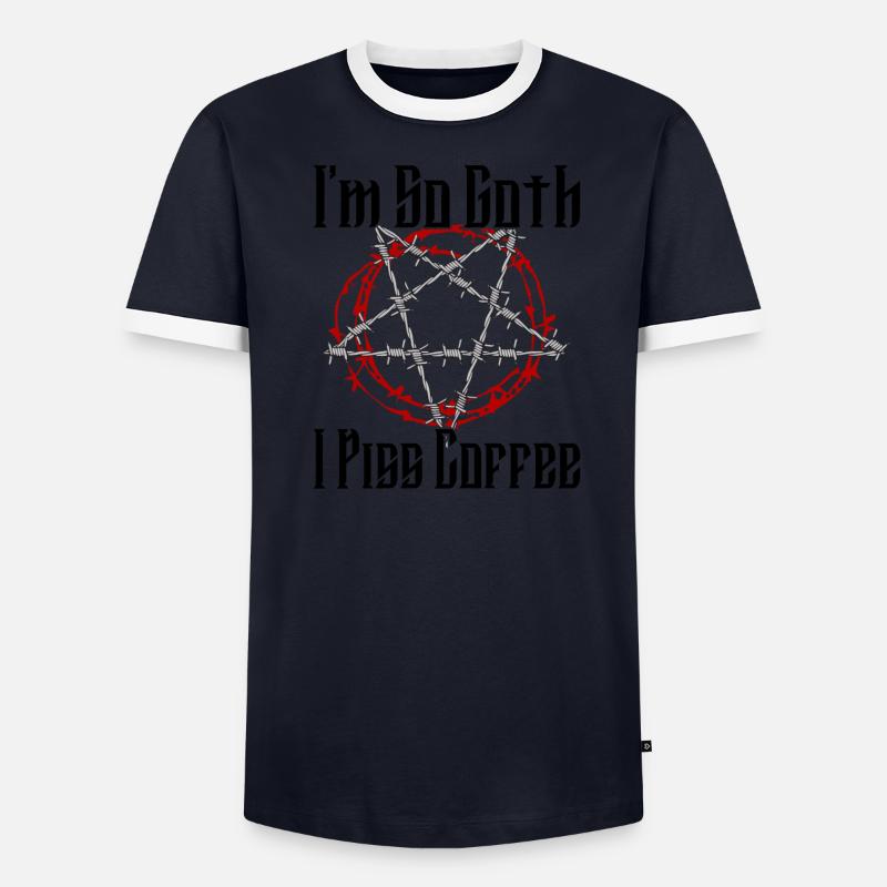 Satan Beelzebub Devil Gothic Pentagram Mystical Men's Ringer Shirt