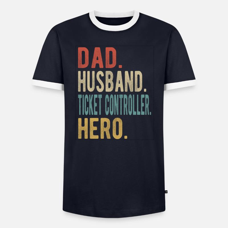 Ticketcontroller Papa Ehemann Held - Männer Kontrast-T-Shirt - undefined