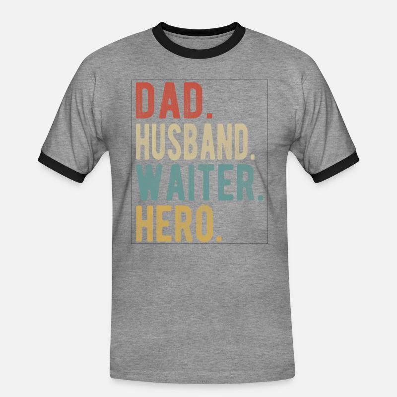 Kellner Papa Ehemann Held - Männer Kontrast-T-Shirt - Grau meliert/Schwarz