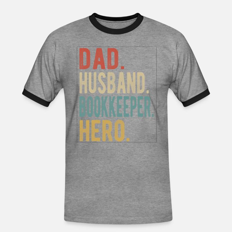 Buchhalter Papa Ehemann Held - Männer Kontrast-T-Shirt - Grau meliert/Schwarz