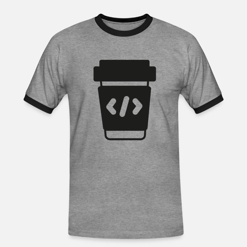 Programmeur Codeur Codage Café - T-shirt contrasté Homme - gris chiné/noir