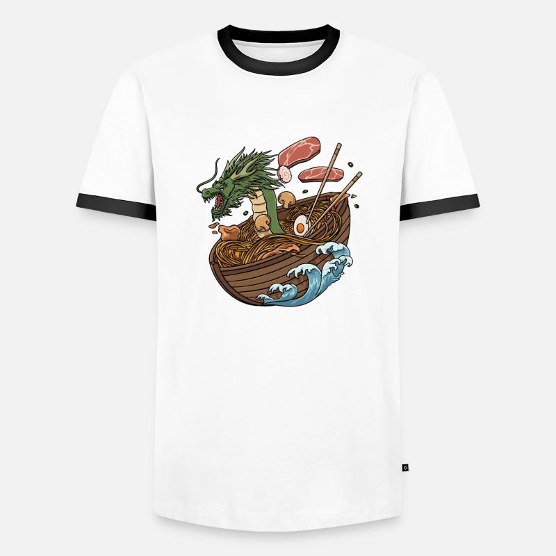 Conception de ramen et de bateaux-dragons T-shirt contrasté Homme