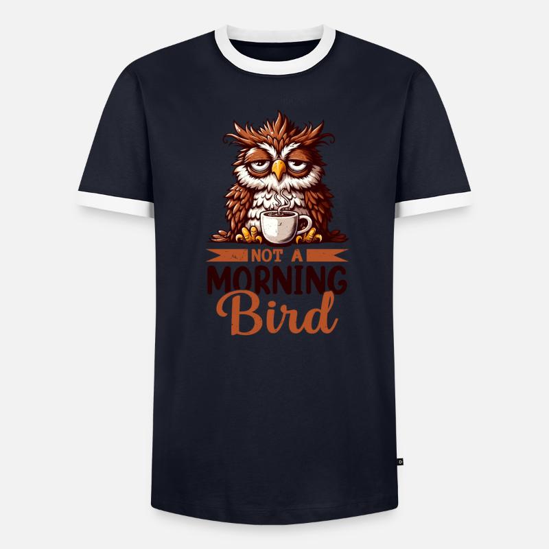 Grumpy owl with coffee - Men's Ringer Shirt - undefined
