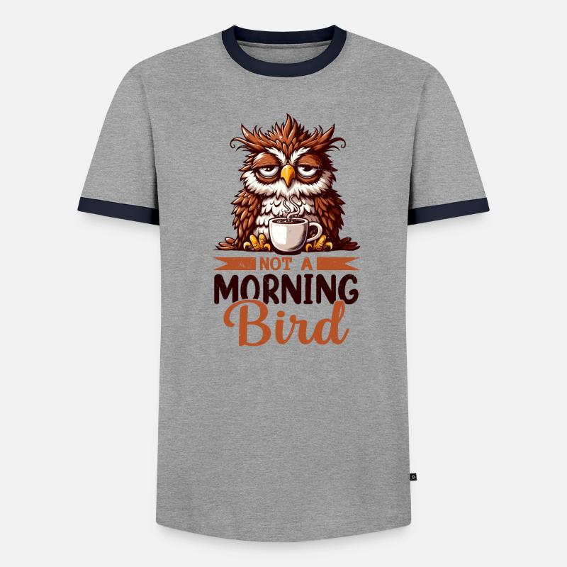 Mürrische Eule Mit Kaffee - Männer Kontrast-T-Shirt - Grau meliert/Schwarz