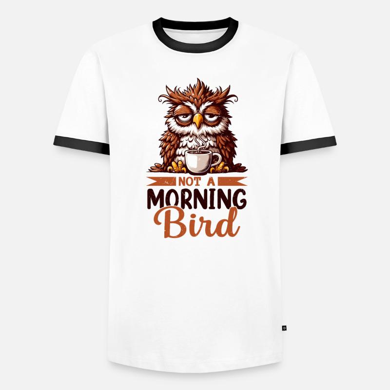 Mürrische Eule Mit Kaffee T-shirt contrasté Homme