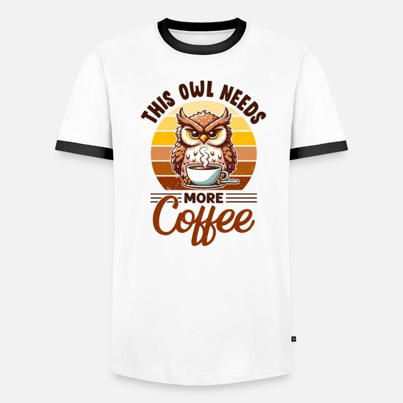 Mürrische Eule Mit Kaffee T-shirt contrasté Homme