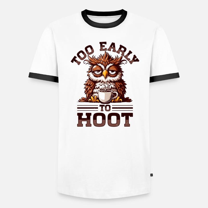 Mürrische Eule Mit Kaffee T-shirt contrasté Homme