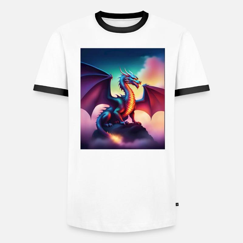 Drache auf einer Klippe Männer Kontrast-T-Shirt