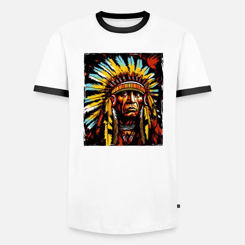 Chef indien apache T-shirt contrasté Homme