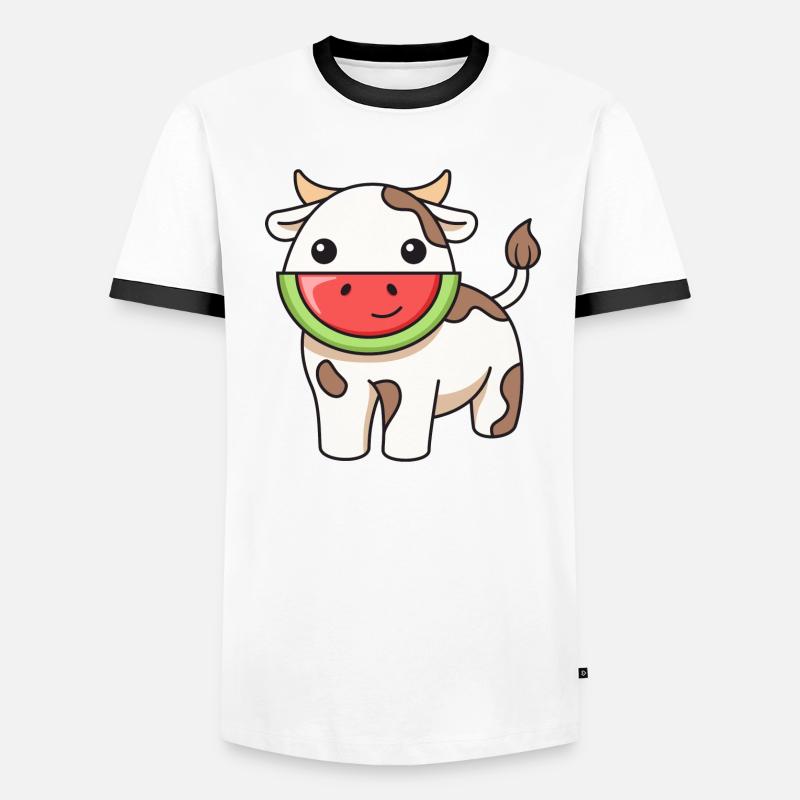 Conception de pastèque de vache pour les amoureux des vaches T-shirt contrasté Homme