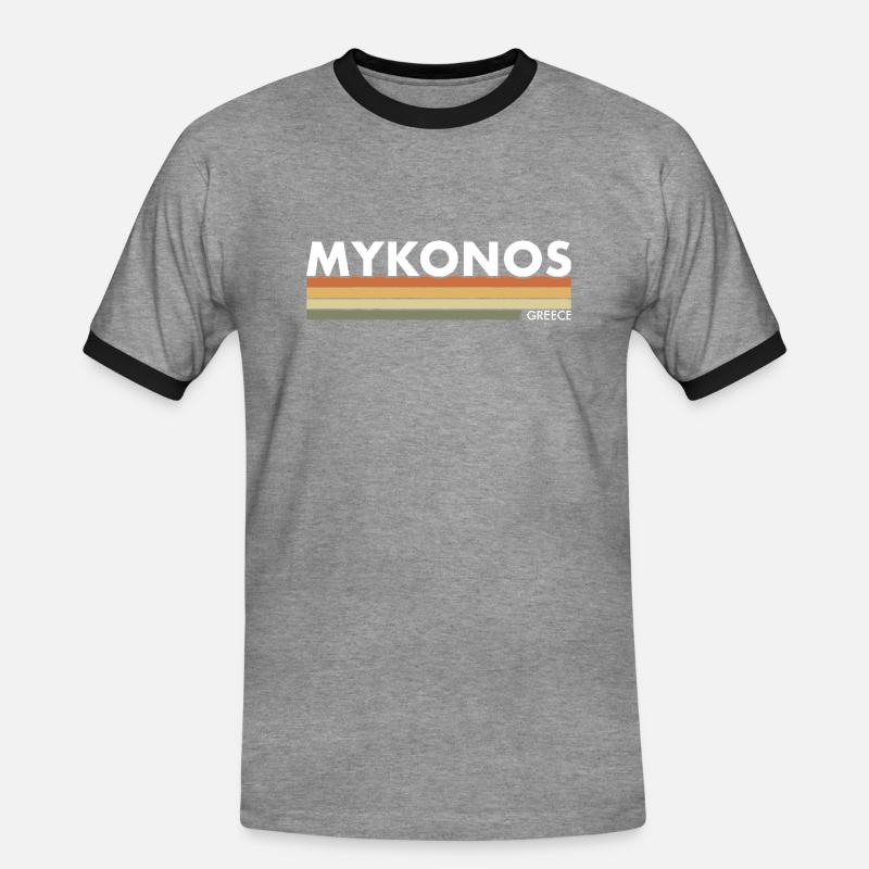 Mykonos Hellas gresk gresk - Kontrast-T-skjorte for menn - gråmelert/svart
