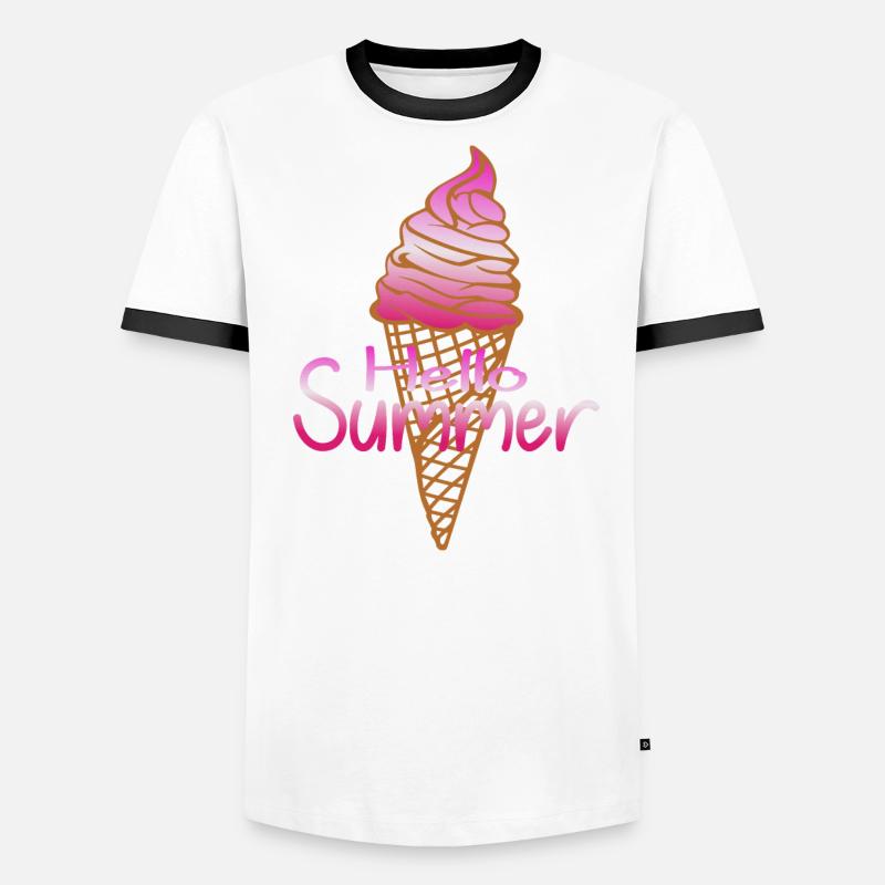 Leckere Eistüte im Sommer mit Erdbeer Softeis Männer Kontrast-T-Shirt