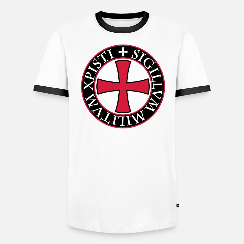27 Templier Templer Croix Proverbe Médiéval T-shirt contrasté Homme