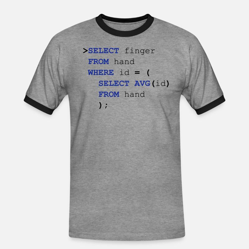 SQL finger - Männer Kontrast-T-Shirt - Grau meliert/Schwarz