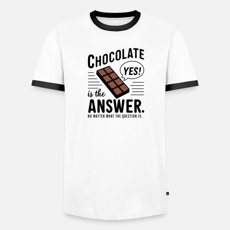 Le chocolat est la réponse. Peu importe la question T-shirt contrasté Homme
