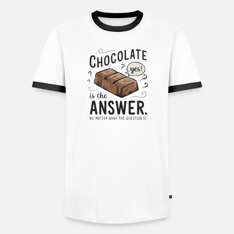 Le chocolat est la réponse. Peu importe la question T-shirt contrasté Homme