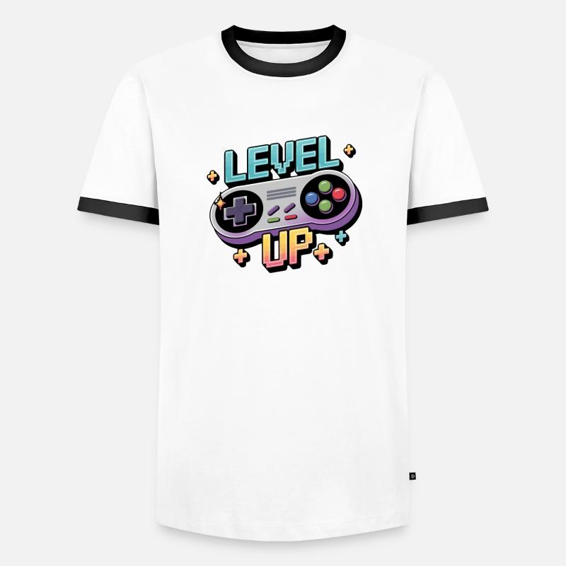 Level Up – Gaming Controller Men's Ringer Shirt