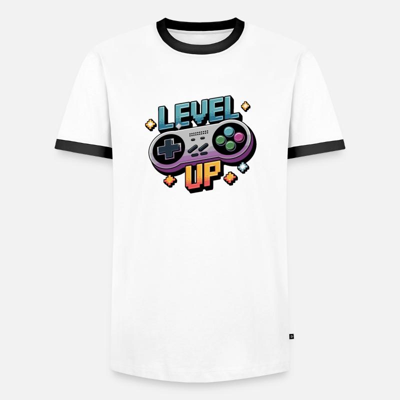Level Up – Gaming Controller Men's Ringer Shirt