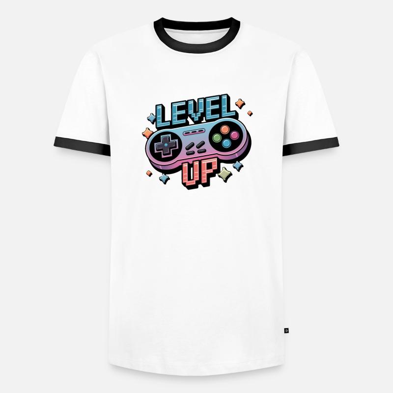 Level Up – Gaming Controller Men's Ringer Shirt