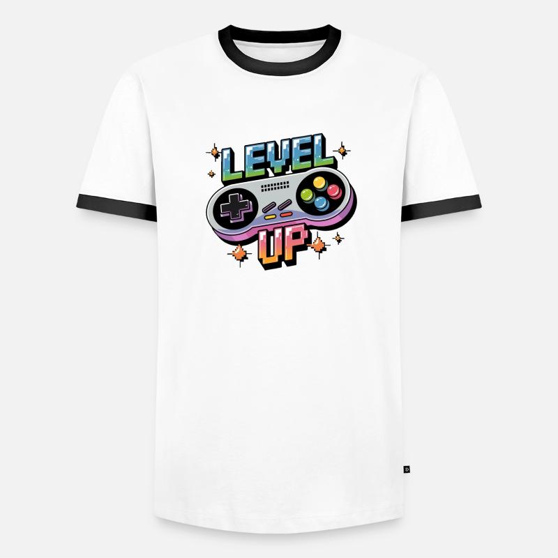 Level Up – Gaming Controller Men's Ringer Shirt