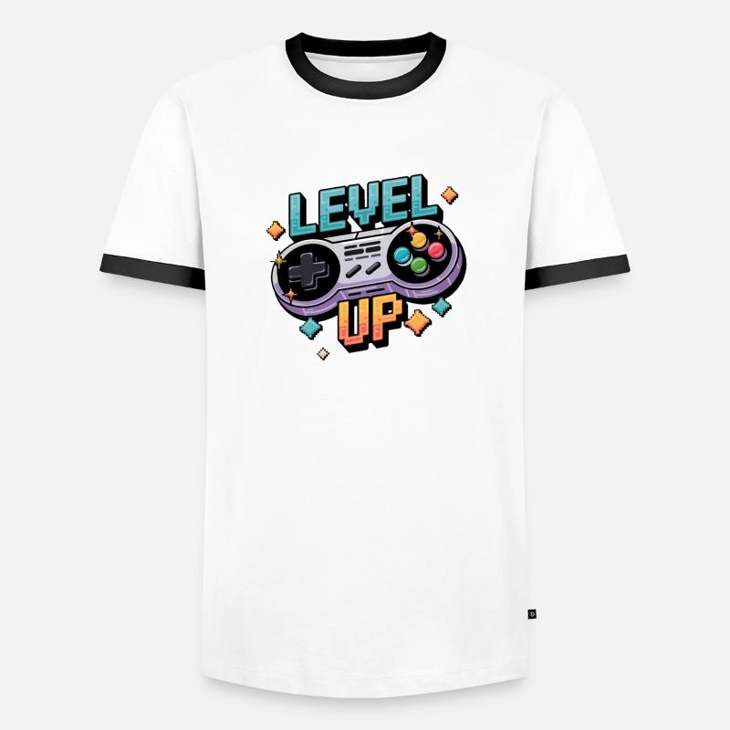 Level Up – Gaming Controller Men's Ringer Shirt