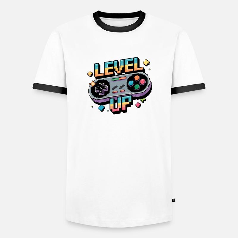 Level Up – Gaming Controller Men's Ringer Shirt