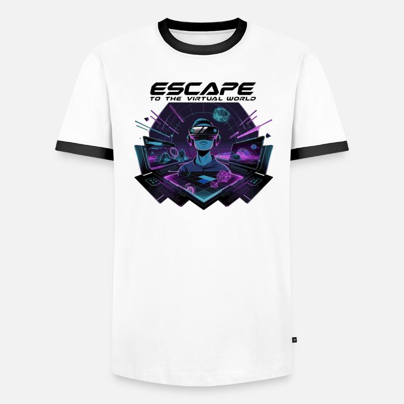 Évadez-vous dans le monde virtuel – Future VR-Design T-shirt contrasté Homme