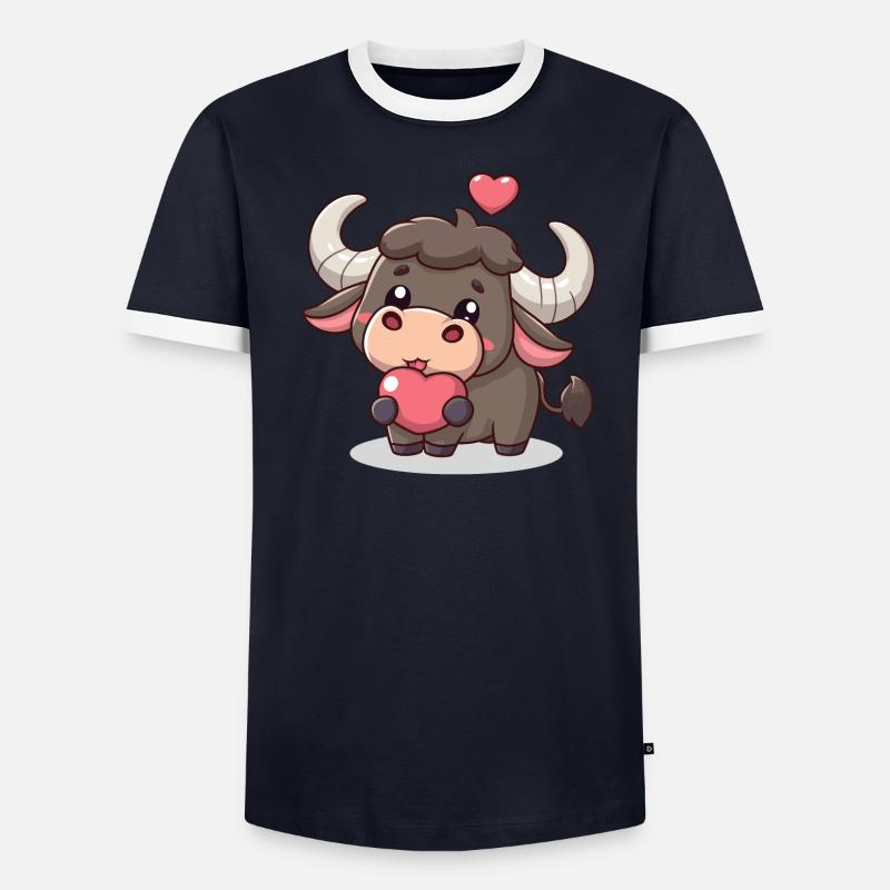 STIER WIDDER STERNZEICHEN LIEBE HERZ VALENTINSTAG Männer Kontrast-T-Shirt