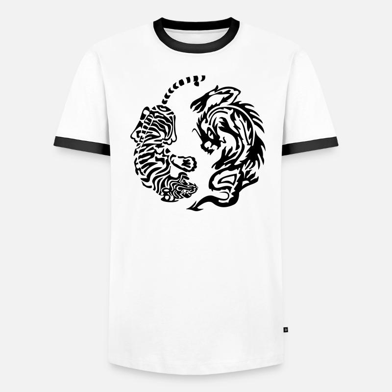 Drachentiger Männer Kontrast-T-Shirt