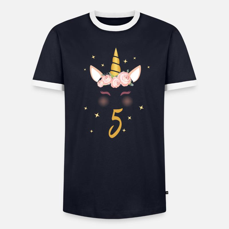 Geburtstagsshirt 5. Geburtstag Einhorn Geschenk Männer Kontrast-T-Shirt