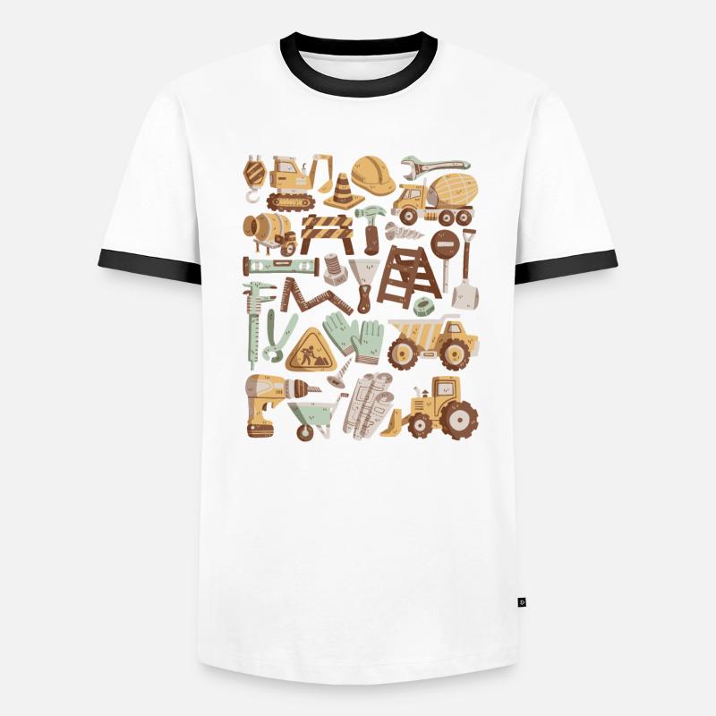 Construction Site Excavator Construction Worker Crane Helmet Tool Men's Ringer Shirt