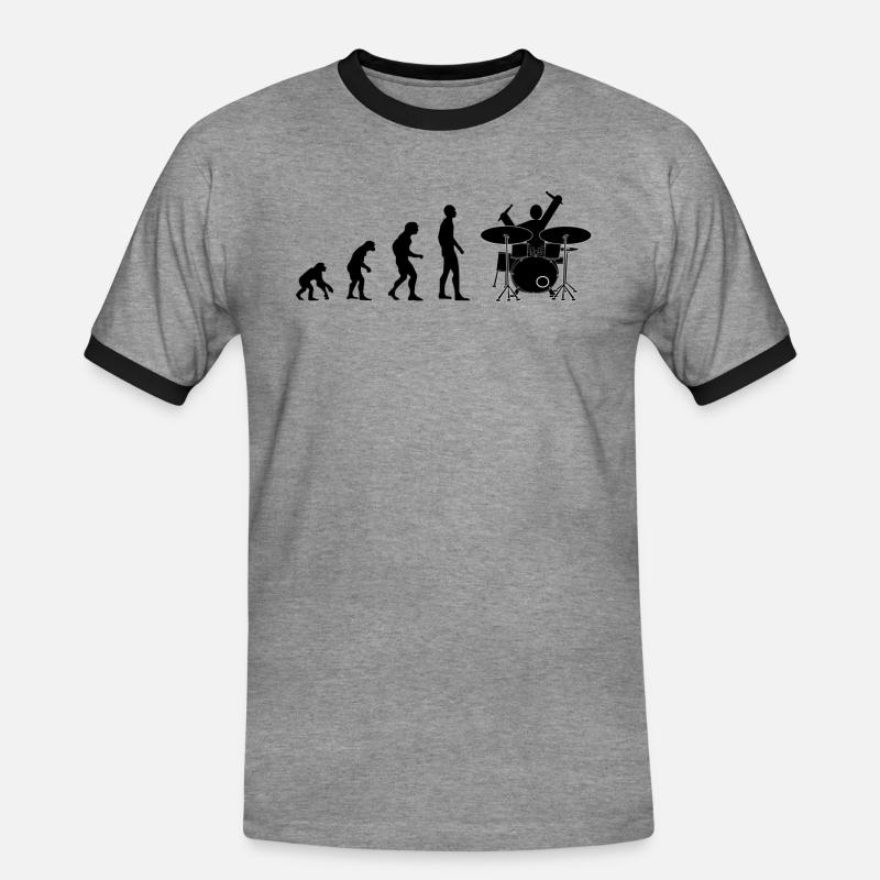 drummer evolution - Men's Ringer Shirt - heather grey/black