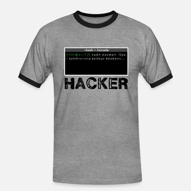 Hacker Linux - Maglietta Contrast da uomo - grigio melange/nero