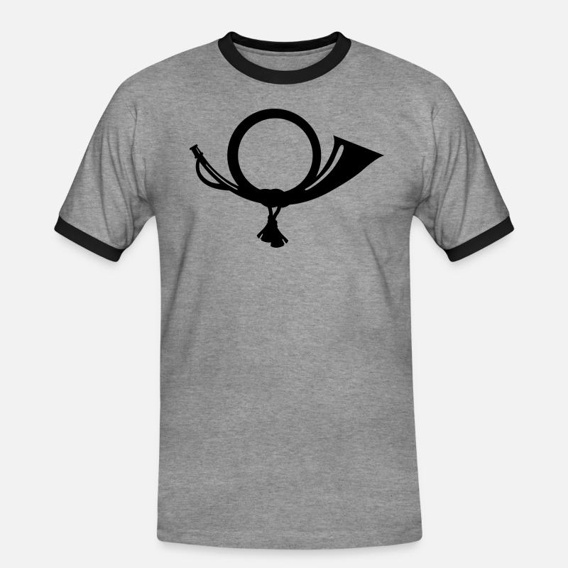post horn - Men's Ringer Shirt - heather grey/black