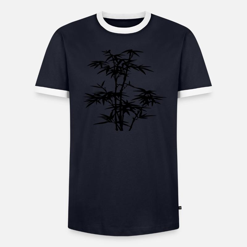 Bambus Silhouette Pflanze Geschenkidee Asien T-shirt contrasté Homme