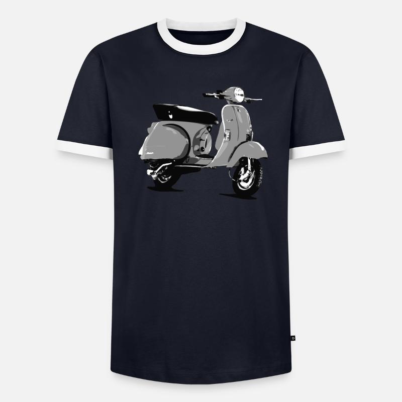 Oldtimer Roller Comic-Style (sw) - Männer Kontrast-T-Shirt - undefined