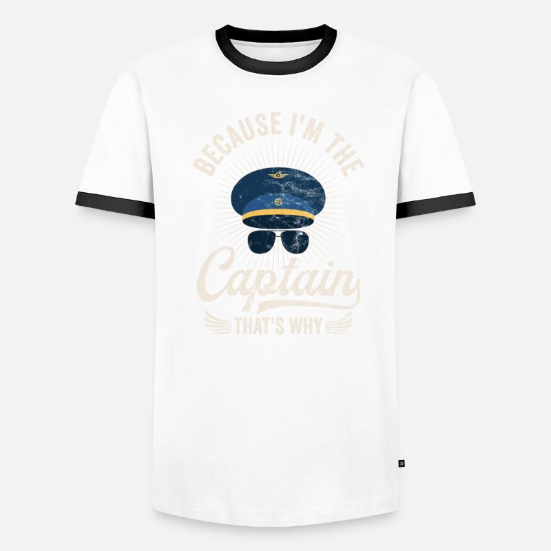 Parce que je suis le commandant de bord Pilot Flight Captain Flyer T-shirt contrasté Homme
