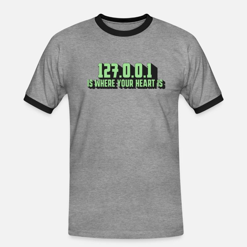 127.0.0.1 - Der Herzschlag Eines Programmierers - Männer Kontrast-T-Shirt - Grau meliert/Schwarz