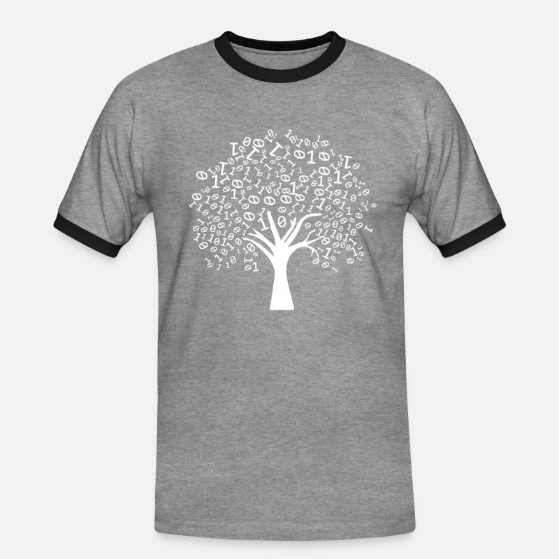 Programmer Binary Tree - Men's Ringer Shirt - heather grey/black