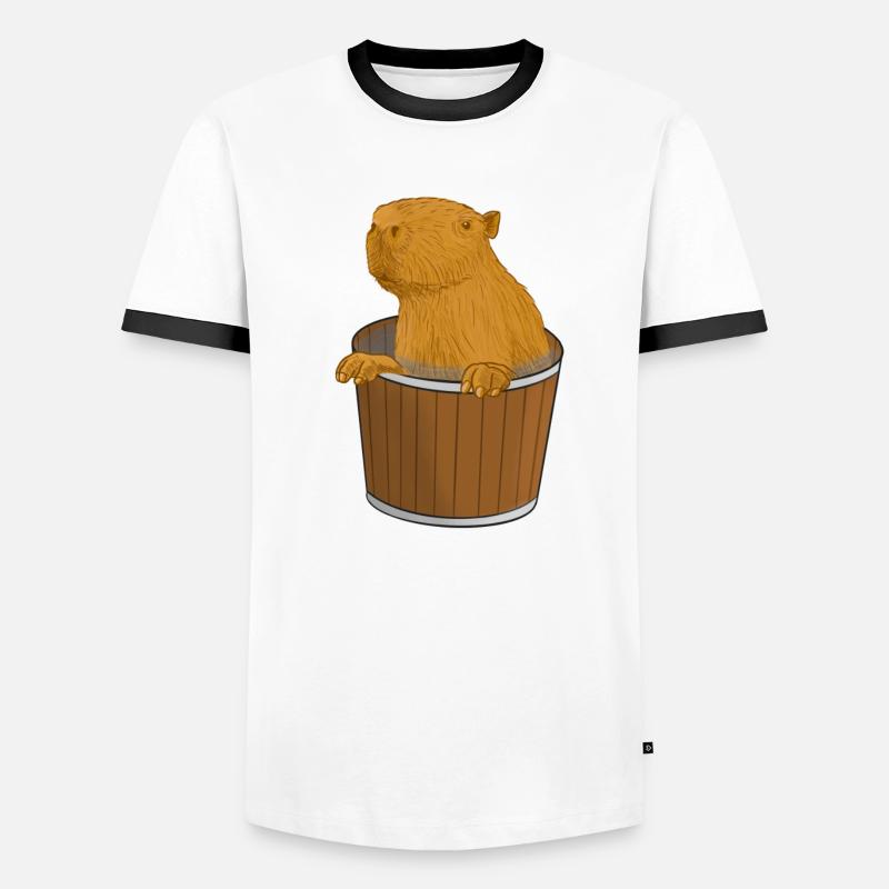 Capybara Eimer Männer Kontrast-T-Shirt