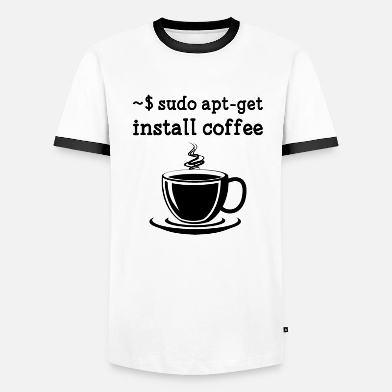 Sudo Apt-Get Install Coffee Linux Männer Kontrast-T-Shirt