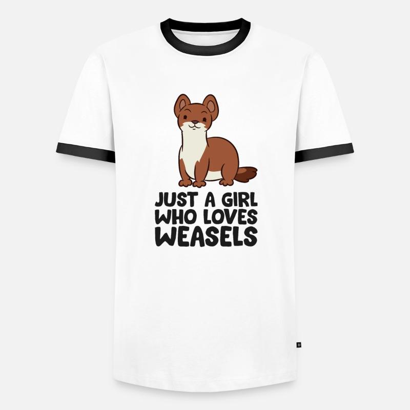 Nur ein Mädchen, das Wiesel liebt Männer Kontrast-T-Shirt