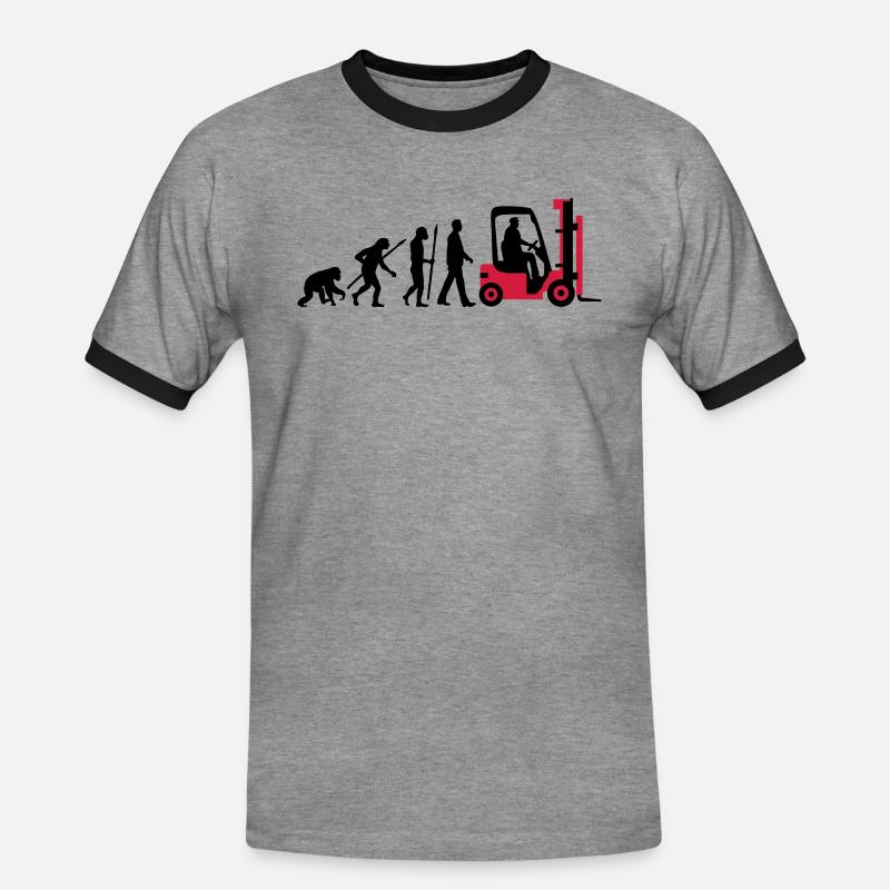 evolution_gabelstapler_122013_b_2c - Männer Kontrast-T-Shirt - Grau meliert/Schwarz