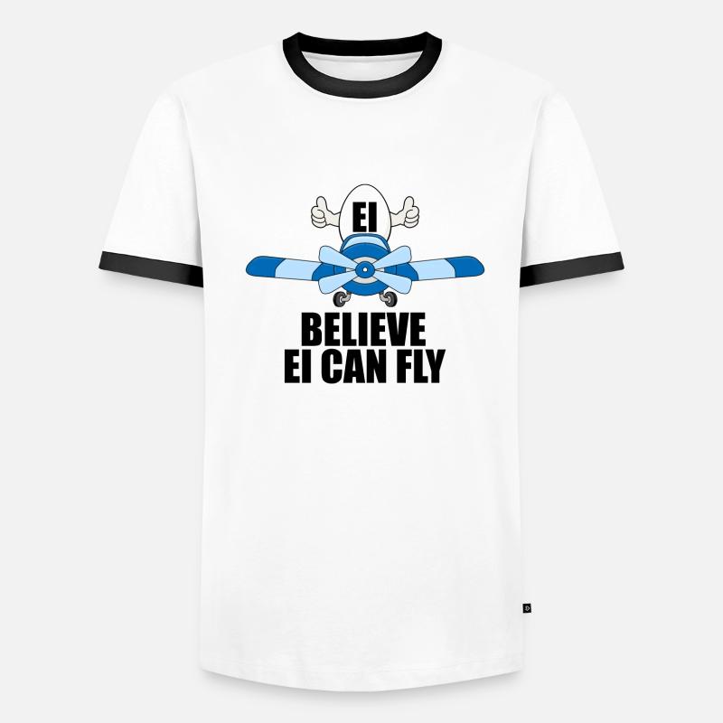 EI BELIEVE EI CAN FLY - FLUGZEUG - PILOT - EIER Männer Kontrast-T-Shirt