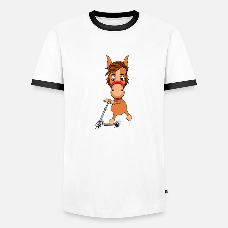 PFERD - ROLLER - TIER - KINDER - BABYS - TIERISCH Männer Kontrast-T-Shirt