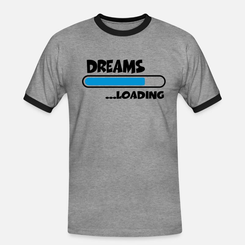 Dreams loading - Männer Kontrast-T-Shirt - Grau meliert/Schwarz