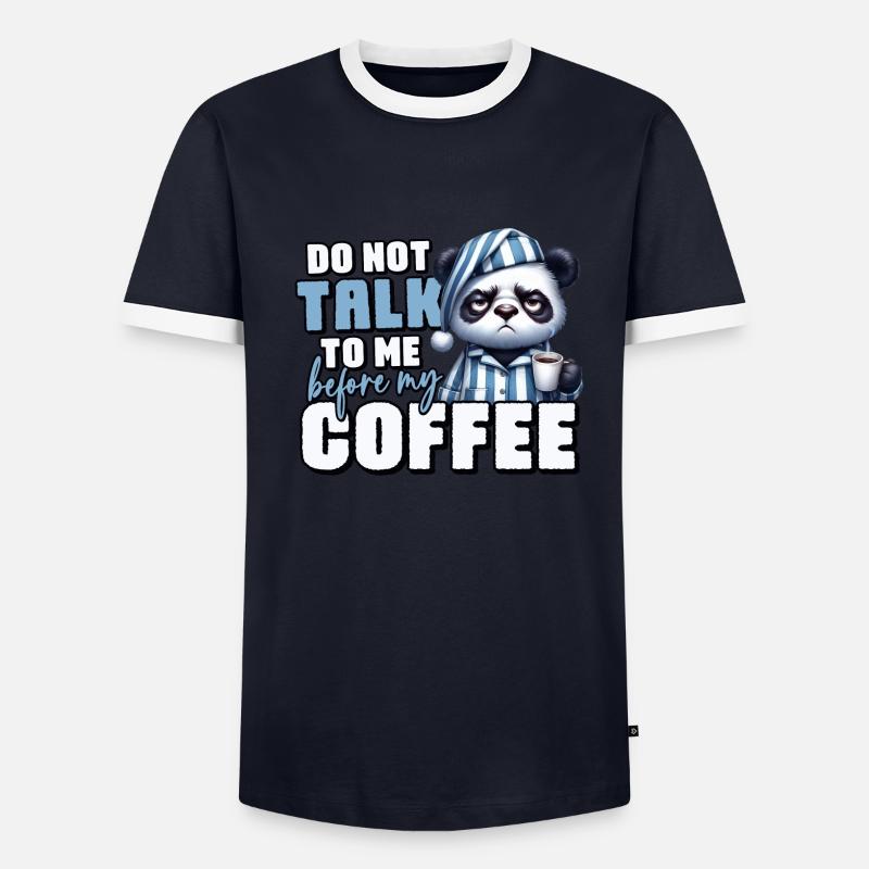 Grumpy panda bear with coffee - Men's Ringer Shirt - undefined
